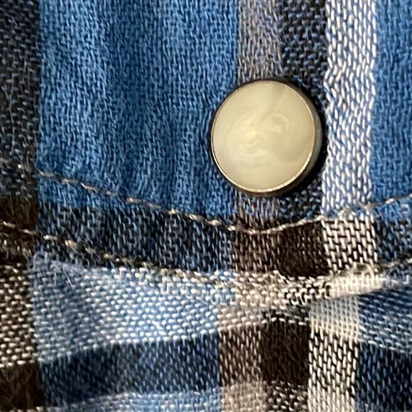Lucky Brand plaid double cloth two pocket western style shirt size Large - Picture 9 of 12